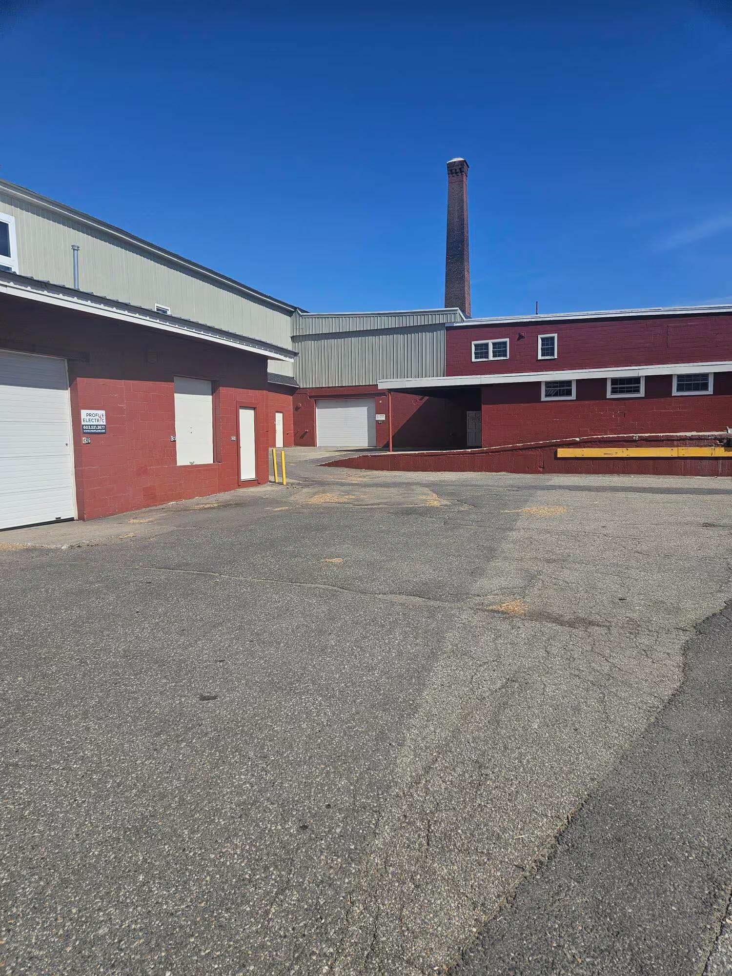 Closer view of the loading dock apron and masonry building profile